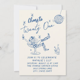 21. Blue Gezeichnet Cowgirl Coastal Foto Spaß Gebu Einladung