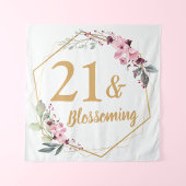 21 & blühende Kirschblüte 21. Geburtstagszeichen Wandteppich