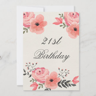 21. Blume zum Chic Watercolor im Geburtstag Einladung