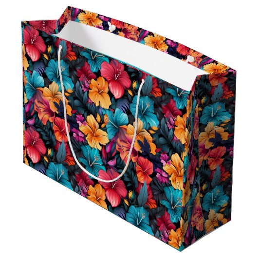 21 Blumenmuster Große Geschenktüte (Rückseite Schrägansicht)