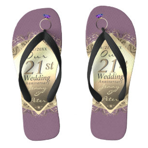 21. Brass & Iolite Hochzeitstag Badesandalen