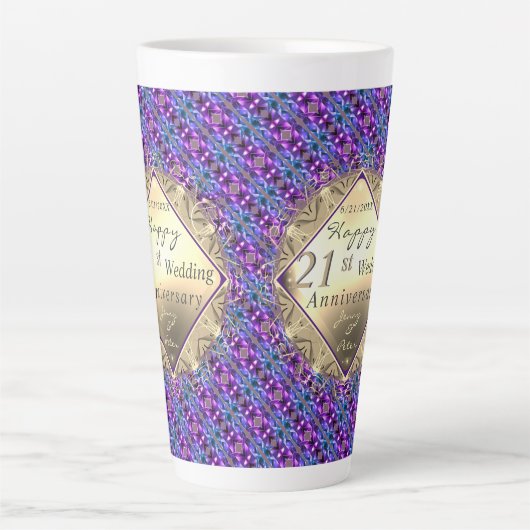 21. Brass-Jubiläum mit Iolite Latte-Tasse Milchtasse (Vorderseite)