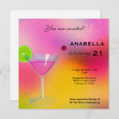 21. Cocktail Einladung zum Geburtstag (Vorne/Hinten)