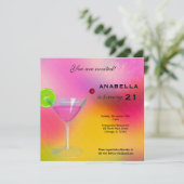 21. Cocktail Einladung zum Geburtstag (Stehend Vorderseite)