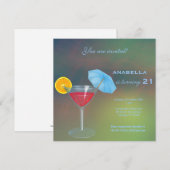 21. Cocktail Einladung zum Geburtstag (Vorne/Hinten)