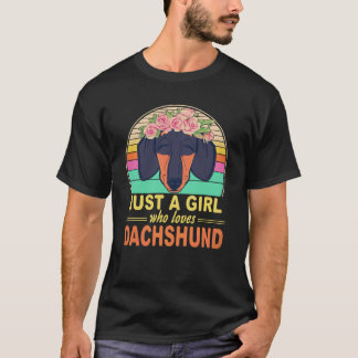 21 Ein Mädchen, das Dachshund Vintage liebt T-Shirt