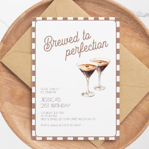 21. Espresso Martini Braut Brown Geburtstagsparty Einladung
