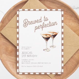 21. Espresso Martini Braut Brown Geburtstagsparty Einladung