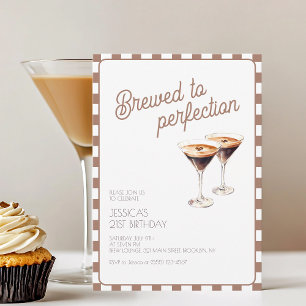 21. Espresso-Martini-gebrannte-braune-Geburtstagsf Einladung