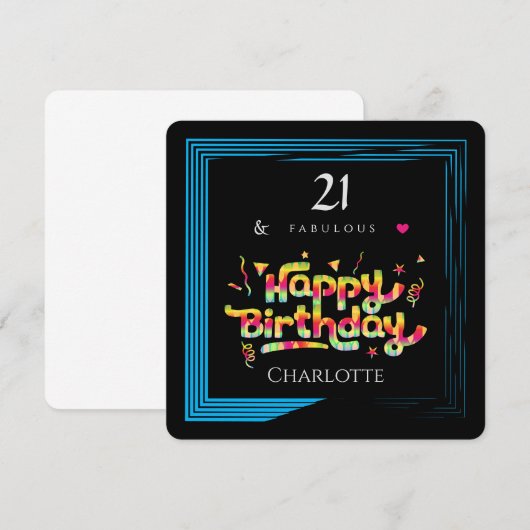 21 & Fabulous - Elegantes Custom Happy Birthday (Vorne/Hinten)