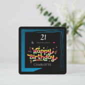 21 & Fabulous - Elegantes Custom Happy Birthday (Stehend Vorderseite)
