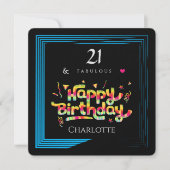 21 & Fabulous - Elegantes Custom Happy Birthday (Vorderseite)