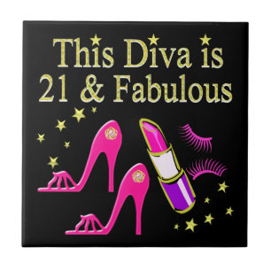 21 & FABULOUS PINK SHOE AND LIPSTICK DIVA DESIGN FLIESE