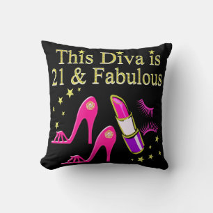 21 & FABULOUS PINK SHOE AND LIPSTICK DIVA DESIGN KISSEN