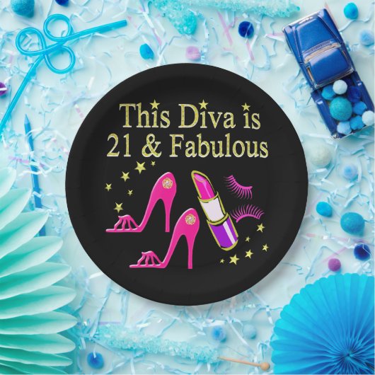 21 & FABULOUS PINK SHOE AND LIPSTICK DIVA DESIGN PAPPTELLER (Party)