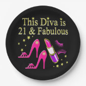 21 & FABULOUS PINK SHOE AND LIPSTICK DIVA DESIGN PAPPTELLER (Vorderseite)