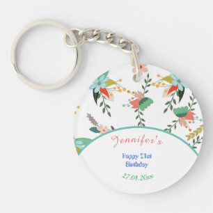 21. farbenfrohe Blume Glückwunsch zum Geburtstag Schlüsselanhänger