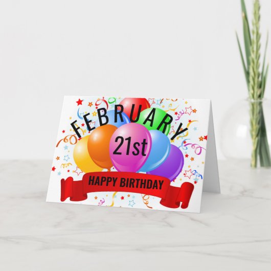 21. Februar Geburtstag Karte (Vorderseite)