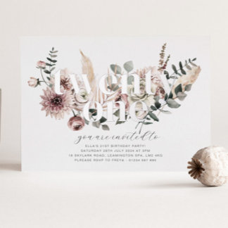 21 Florals - 21. Geburtstag - Silber Folieneinladung