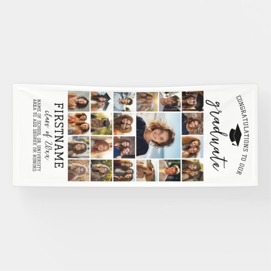 21 Foto Collage Abschluss Moderner Minimal Weiß Banner (Horizontal)