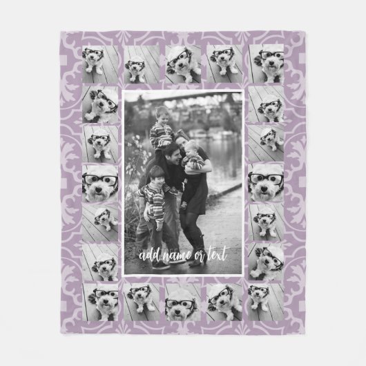 21 Foto Collage and Tile Pattern lila bearbeiten Fleecedecke (Vorderseite)
