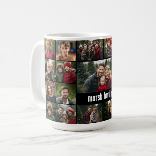 21 Foto Collage Grid mit Textfeld - schwarz Kaffeetasse (Vorderseite Links)