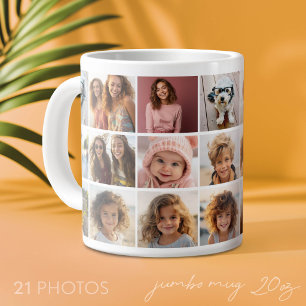 21 Foto-Collage-Raster - Galerie - weiß Jumbo-Tasse