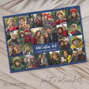 21-Foto-Collage-Raster mit 2 Textfeldern - Fleecedecke