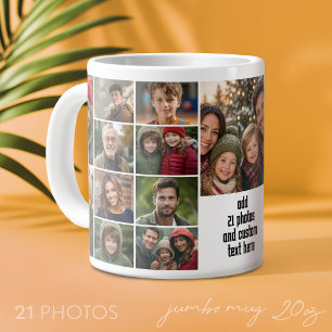 21-Foto-Collage-Raster mit Textfeld in der Mitte Jumbo-Tasse