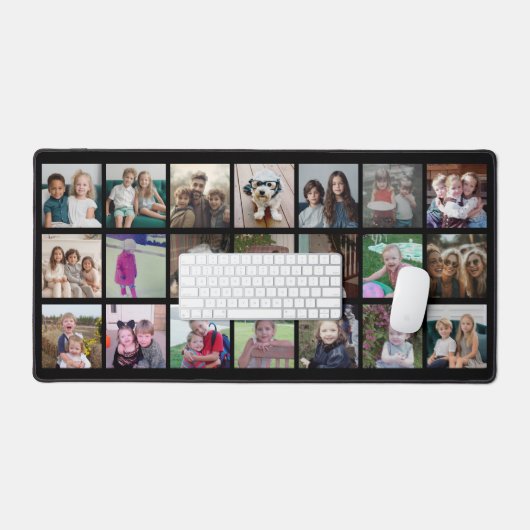 21 FotoCollage - 3 Zeilen 7 Spalten - schwarz Schreibtischunterlage (Tastatur & Maus)