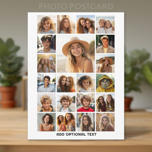 21 Fotocollage - Benutzerdefinierter Text - Schwar Postkarte