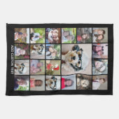 21 FotoCollage - Gitter mit Extratext - schwarz Geschirrtuch (Horizontal)