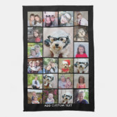 21 FotoCollage - Gitter mit Extratext - schwarz Geschirrtuch (Vertikal)