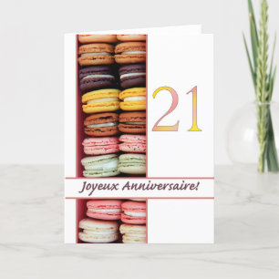 21. Französisch Geburtstag Macaron-Joyeux Annivers Karte