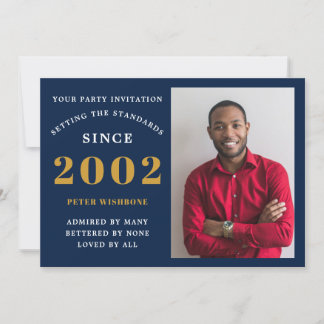 21. Geburtstag 2002 Name Foto Blue Gold Einladung