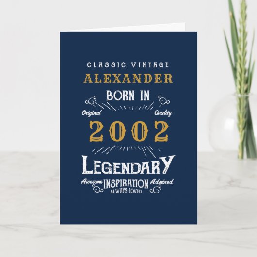 21. Geburtstag 2002 Vintager Blauer Legende Gruß Karte (Vorderseite)