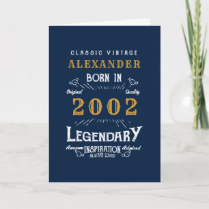 21. Geburtstag 2002 Vintager Blauer Legende Gruß Karte