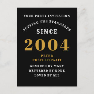 21. Geburtstag 2004 Schwarz Gold Postkarte