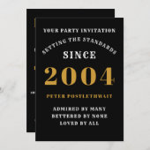 21. Geburtstag 2004 Schwarzes Gold Personalisiert  Einladung (Vorne/Hinten)