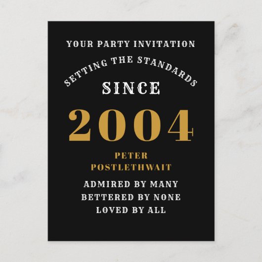 21. Geburtstag 2004 Schwarzes Gold Postkarte (Vorderseite)