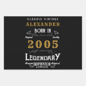 21. Geburtstag 2005 Legend Vintage Schwarz Geschenkpapier Set (Vorderseite)