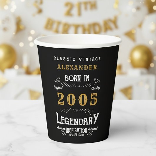 21. Geburtstag 2005 Legendär Retro Pappbecher