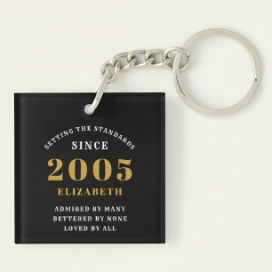 21. Geburtstag 2005 Personalisiert Schwarz Gold Schlüsselanhänger