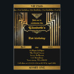 21. Geburtstag, 21. Geburtstag, Gatsby-Stil, Ticke Einladung<br><div class="desc">21.,  Geburtstag 21.,  Gatsby Stil,  Ticket,  schwarz & gold,  Monogramm Rücken,  bearbeitbar-Elisabeth- /></div>