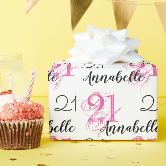 21. Geburtstag 21 Jahre rosa Wrapping Paper Geschenkpapier (Geburtstagsparty)