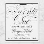 21. Geburtstag 21 Weinetikett (Einzelnes Label)