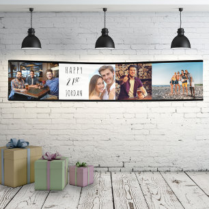 21. Geburtstag 4 Foto Personalisierter Streifen Banner