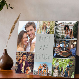 21. Geburtstag 7 Foto Collage Neutral Dove Gray Fotoplatte