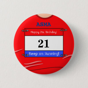 21. Geburtstag Abzeichen für einen Runner (Red Top Button