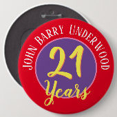 21. Geburtstag Abzeichen zu personalisieren. Button (Vorne & Hinten)